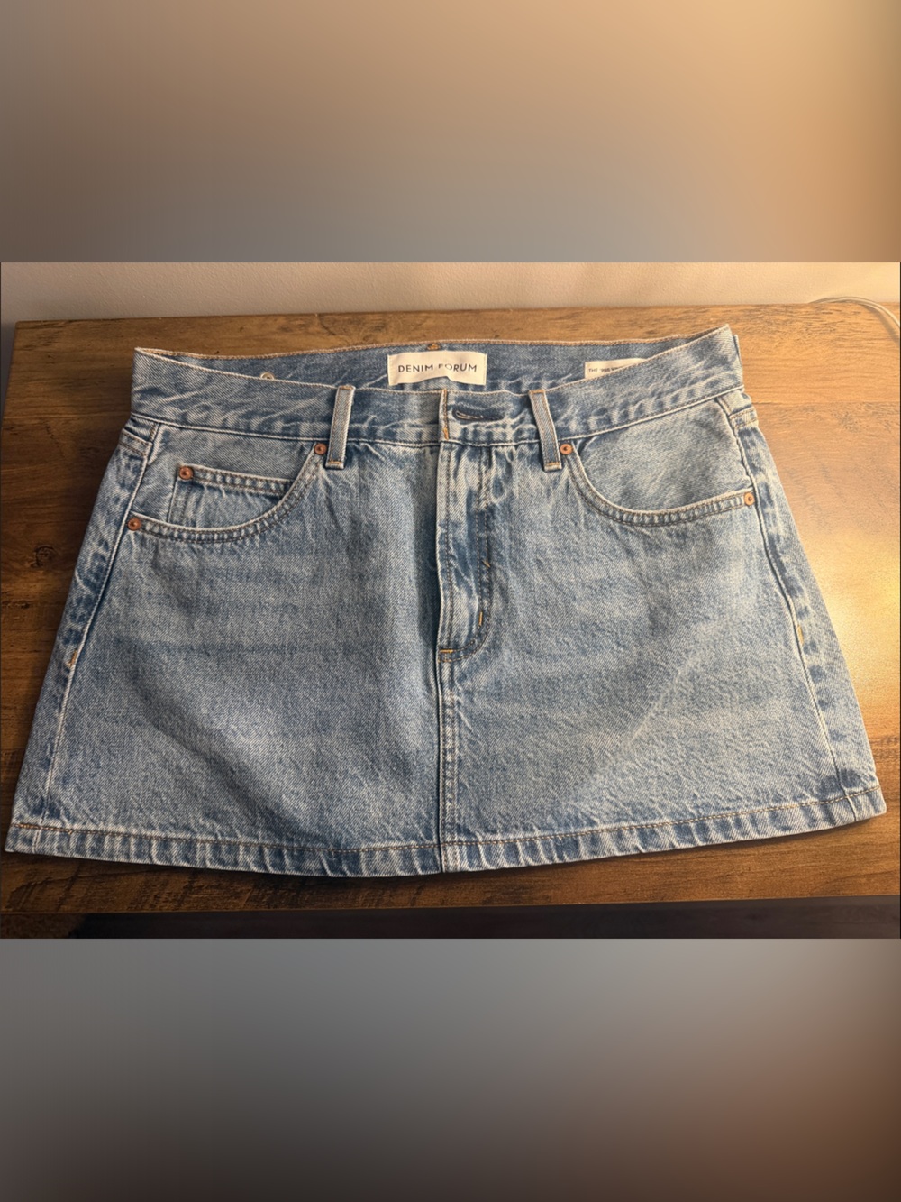 Denim Forum Washed Blue Denim Mini Skirt